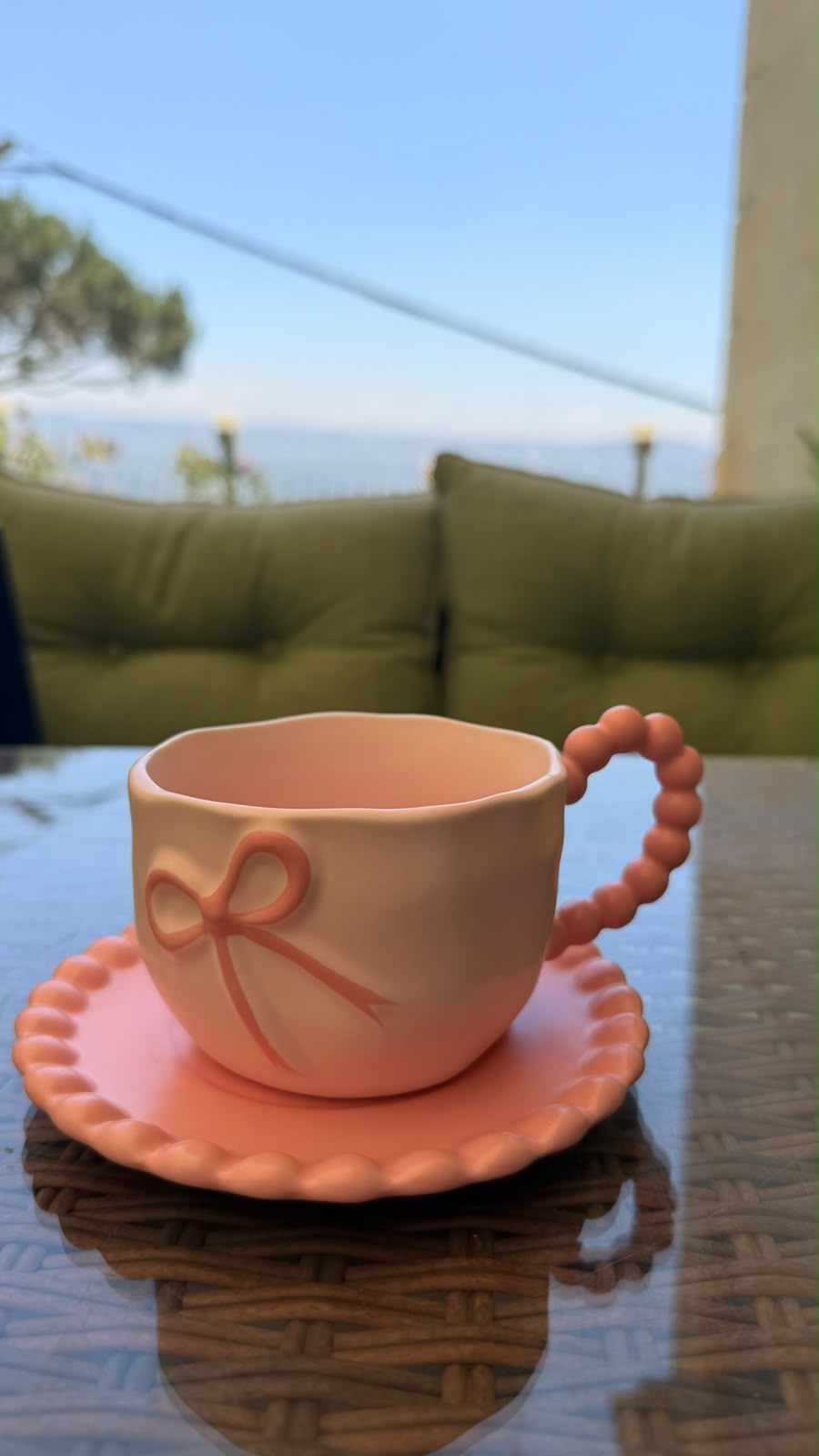 Bow Knot Ceramic Mug With Plate