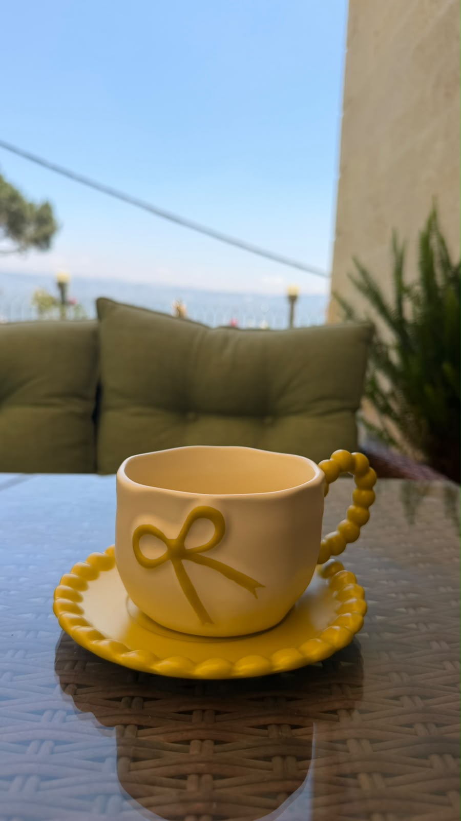 Bow Knot Ceramic Mug With Plate