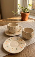 Ceramic Flower Mug With Plate