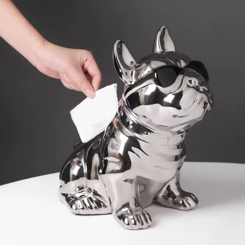 Bull Dog Ceramic Tissue Box