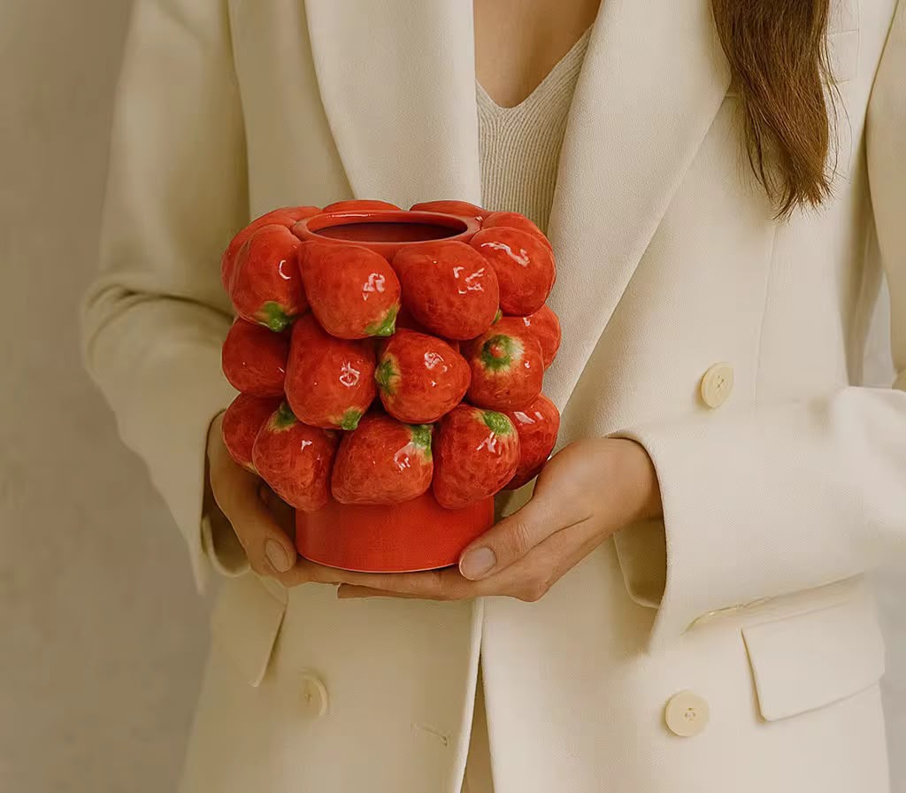 Strawberry Ceramic Vase