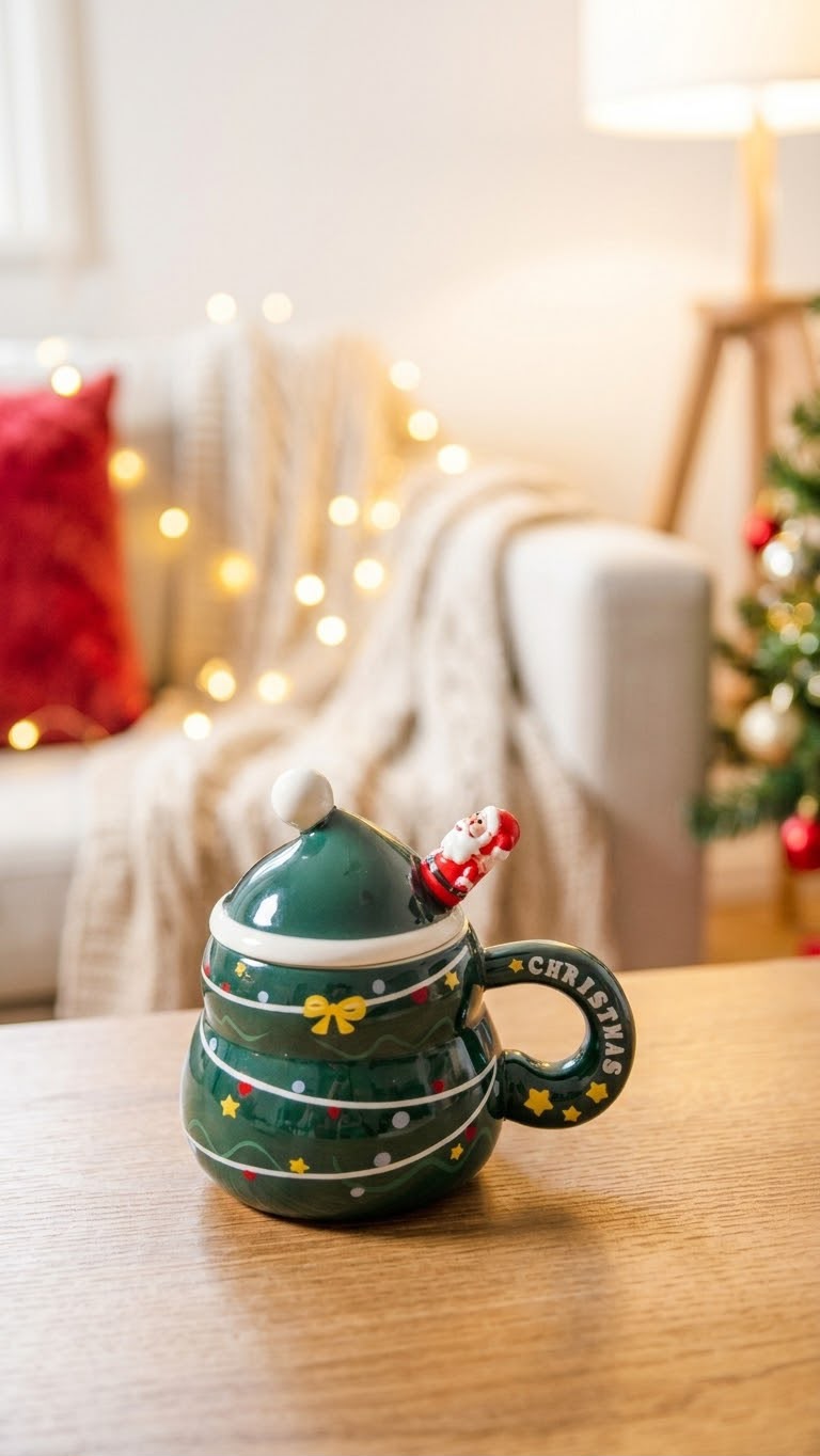 Christmas Mug with Lid and Spoon