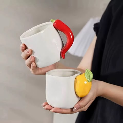 Red Chili Pepper Handle Ceramic Mug