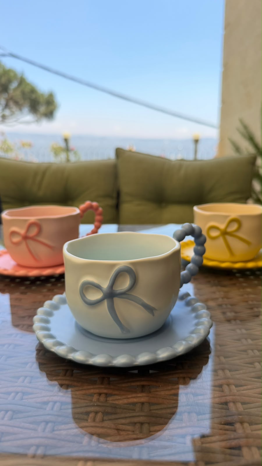 Bow Knot Ceramic Mug With Plate