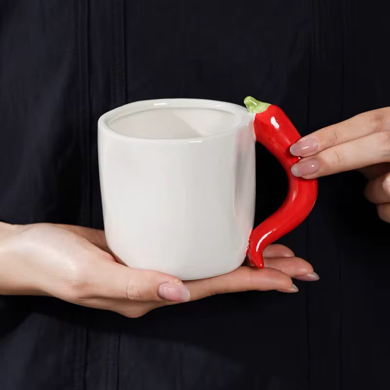 Red Chili Pepper Handle Ceramic Mug