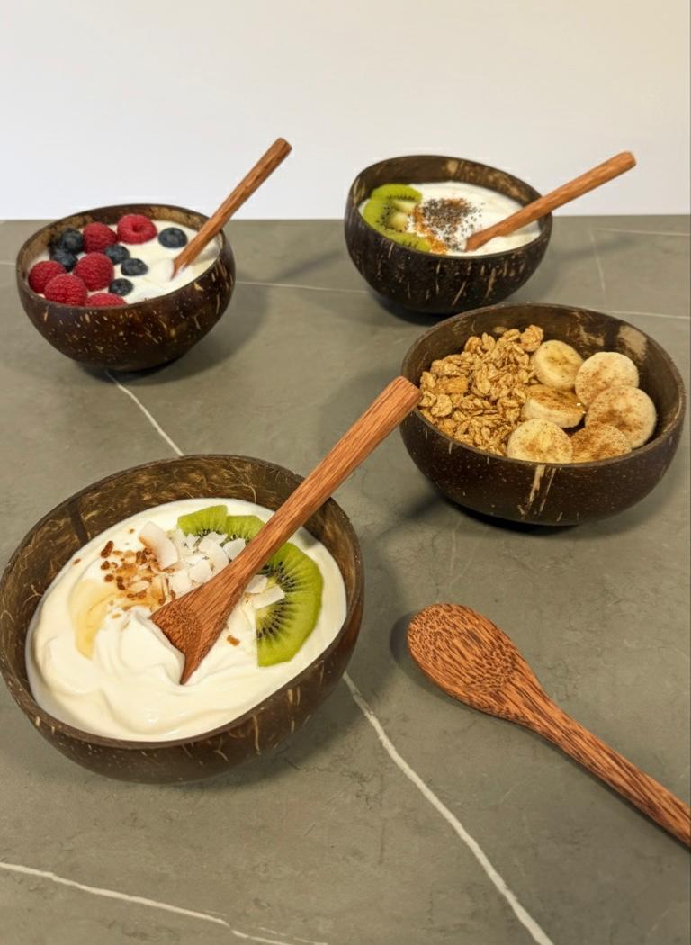 Coconut Bowls And Wooden Spoon Set